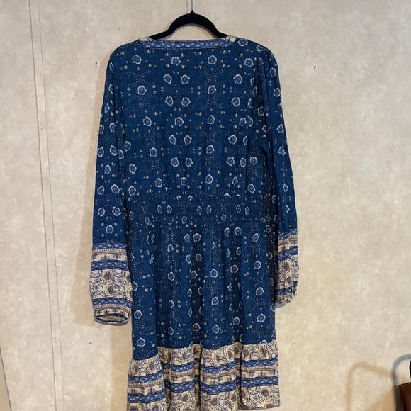 Lucky Brand Navy and Cream Long Sleeve Dress - Picture 8 of 11